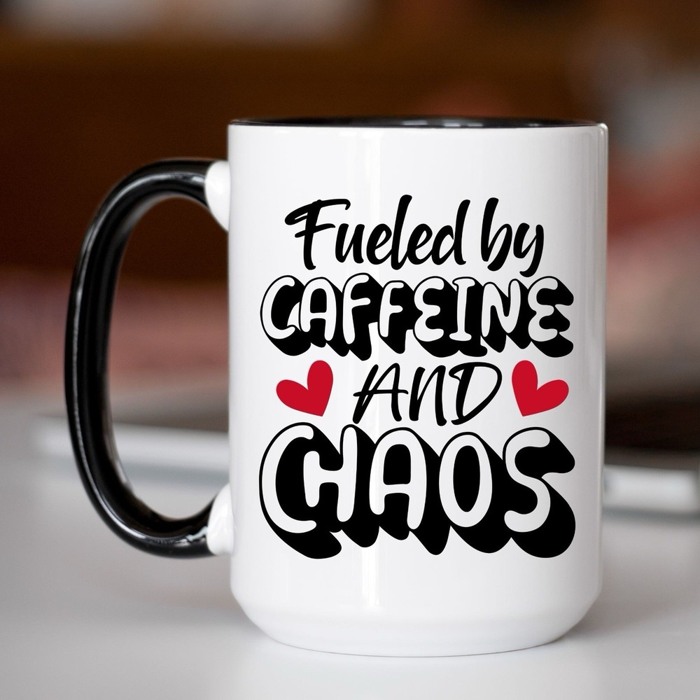 Coffee Mug, Fueled By Caffeine And Chaos Coffee Mug, Funny‎ Coffee Cup